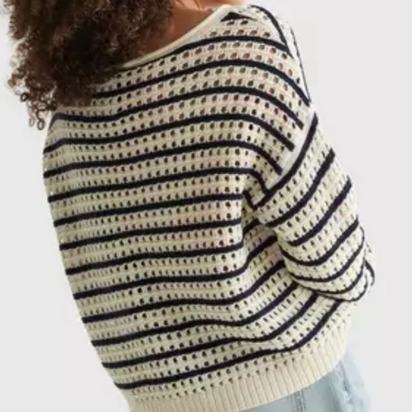 Lucky Brand Pointelle Knit Stripe Sweater - Picture 2 of 9